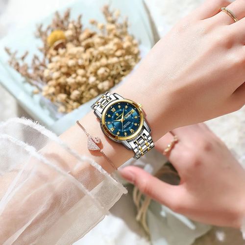 Relógio Feminino Novo Luxo Ultra‑Fino, À Prova de Água, Luminescente, Aço Inoxidável, Relógio de Quartzo