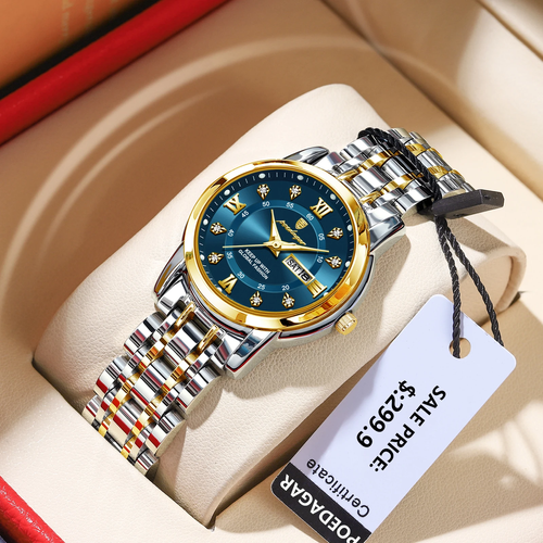 Relógio Feminino Novo Luxo Ultra‑Fino, À Prova de Água, Luminescente, Aço Inoxidável, Relógio de Quartzo