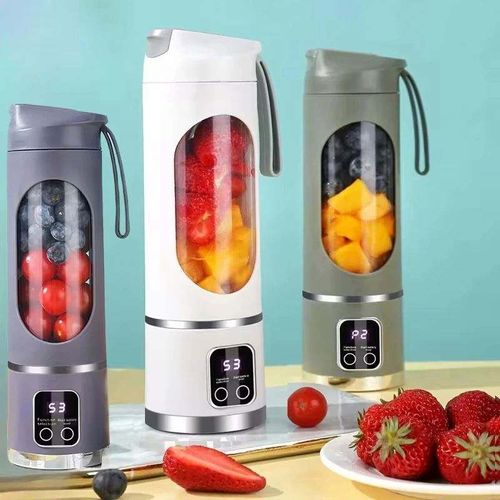 Copo de suco recarregável doméstico novo modelo, portátil e sem fio, lâminas de aço inoxidável com 12 fileiras de dentes de moagem, tela digital, separação de polpa