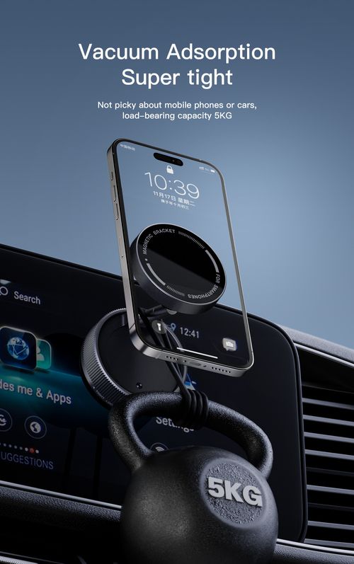 Suporte para celular de painel giratório 360°, suporte magnético de sucção a vácuo de liga de zinco para carro