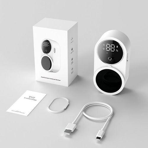 Suporte para escova de dentes elétrica de parede, design sem toque, tampa com abertura por sensor, esterilizador recarregável para casais