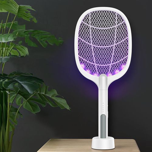Rede elétrica anti‑mosquitos recarregável, com luz LED roxa atrativa para mosquitos