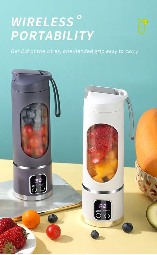 Copo de suco recarregável doméstico novo modelo, portátil e sem fio, lâminas de aço inoxidável com 12 fileiras de dentes de moagem, tela digital, separação de polpa