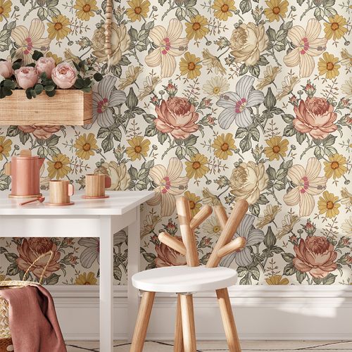 Vintage romantic floral wallpaper