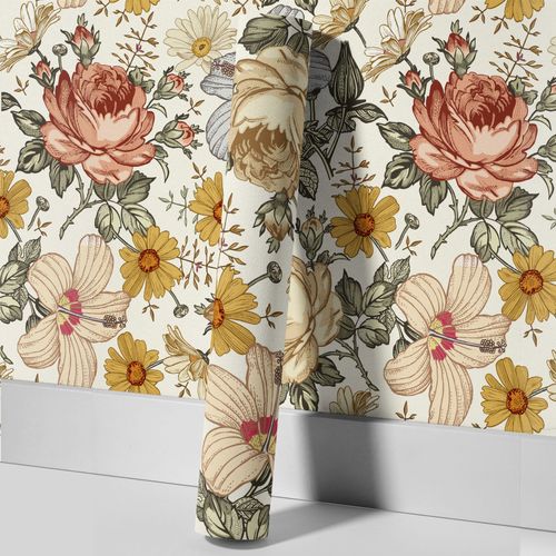 Vintage romantic floral wallpaper