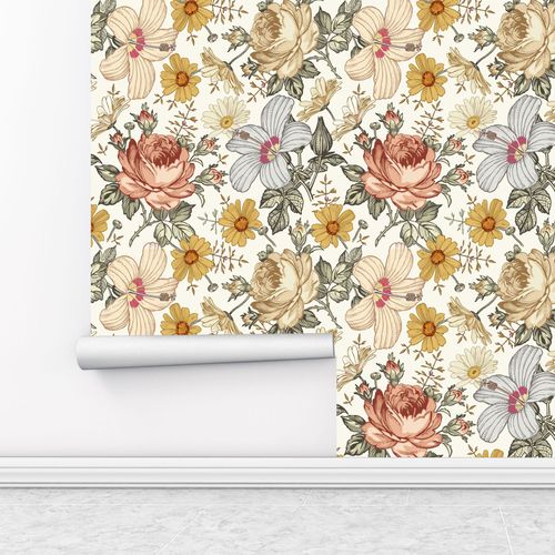 Vintage romantic floral wallpaper
