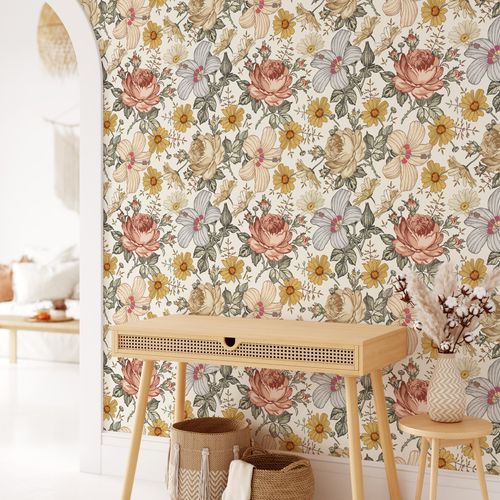Vintage romantic floral wallpaper