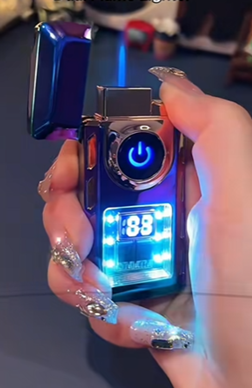 Gas-electric dual use lighter intelligent digital display double arc blue flame high-grade metal lighter