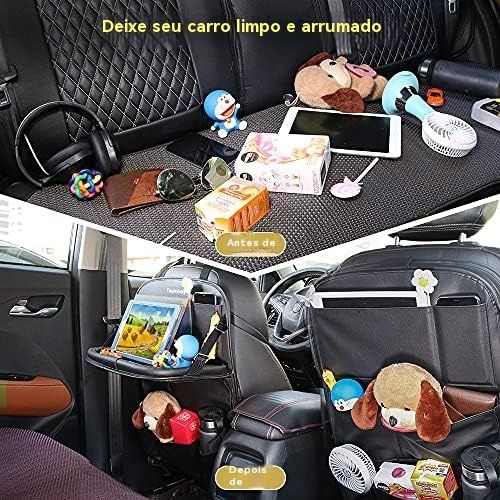 Saco de arrumação em pele para o banco traseiro do automóvel com mesa dobrável