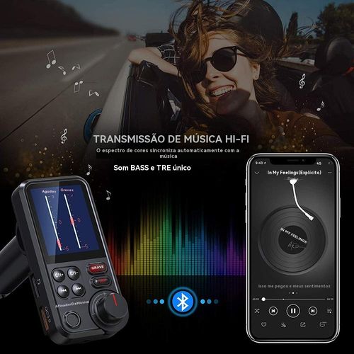Versão atualizada Transmissor FM Bluetooth para automóvel