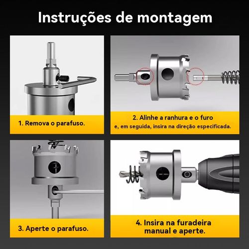 10 peça Cortador de furos com ponta de carboneto para metal