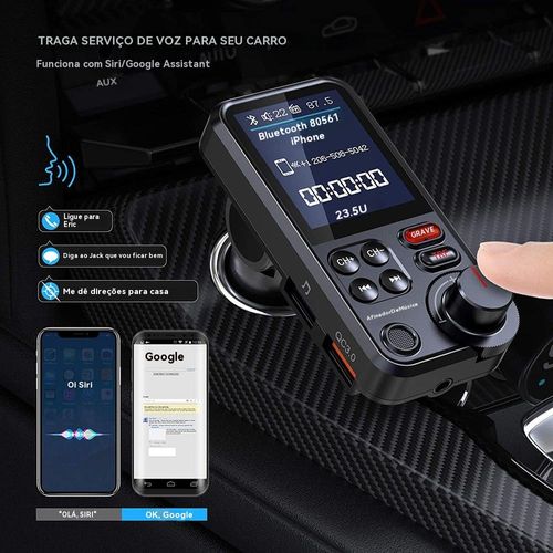 Versão atualizada Transmissor FM Bluetooth para automóvel