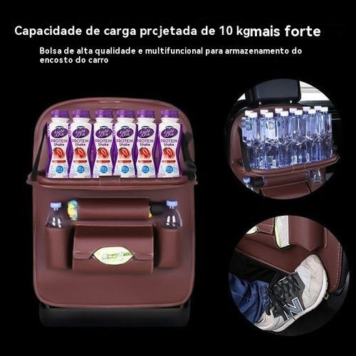 Saco de arrumação em pele para o banco traseiro do automóvel com mesa dobrável
