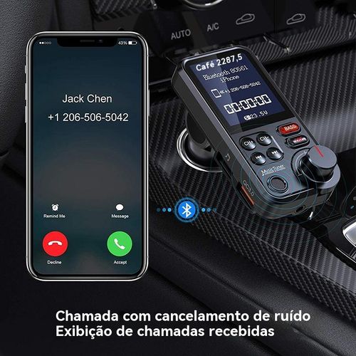 Versão atualizada Transmissor FM Bluetooth para automóvel