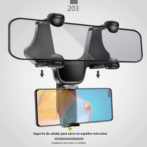 Suporte para telemóvel multifuncional rotativo e retrátil para automóvel