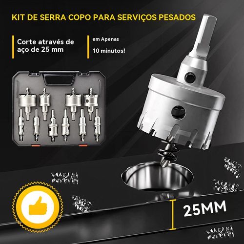 10 peça Cortador de furos com ponta de carboneto para metal
