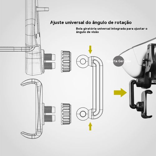 Suporte para telemóvel multifuncional rotativo e retrátil para automóvel