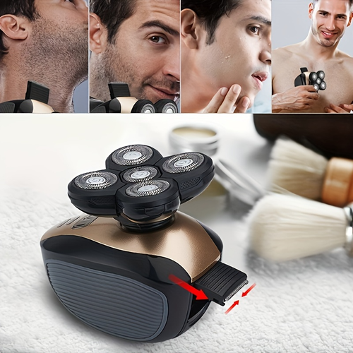 Kit de barbear 5 em 1 recarregável com máquina de cortar cabelo e lâmina de barbear para a cabeça careca