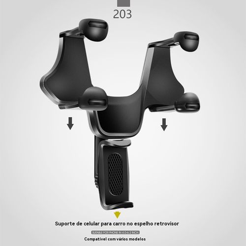 Suporte para telemóvel multifuncional rotativo e retrátil para automóvel