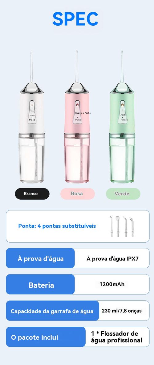 Water flosser portátil limpador de dentes de viagem escova de dentes portátil fio dental oral irrigador