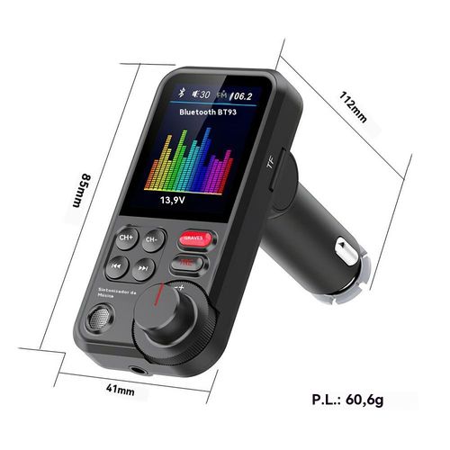 Versão atualizada Transmissor FM Bluetooth para automóvel