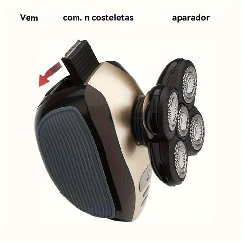 Kit de barbear 5 em 1 recarregável com máquina de cortar cabelo e lâmina de barbear para a cabeça careca