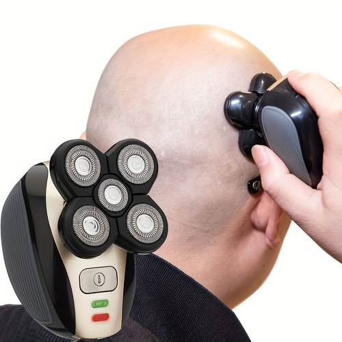 Kit de barbear 5 em 1 recarregável com máquina de cortar cabelo e lâmina de barbear para a cabeça careca