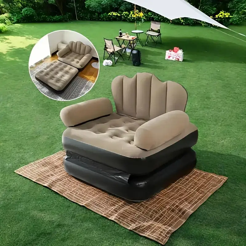 2025 NEW LA Wholesale 5 in 1Function Portable Inflatable Sofa PVC Flocking Inflatable Sofa Chair Bed Air Sofa for Home Camping