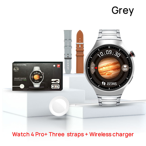 New Trend Stainless Steel Metal Leather Strap Connected Reloj Inteligente Hombre SmartWatch Wireless Charger Smart Watch for Men