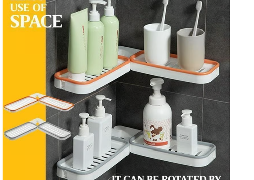 Bathroom Corner Punch-Free Rack