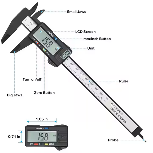 0-150mm 6 Inch Plastic Caliper Ruler LCD Screen Depth Measuring Tool Electronic Digital Vernier Calliper
