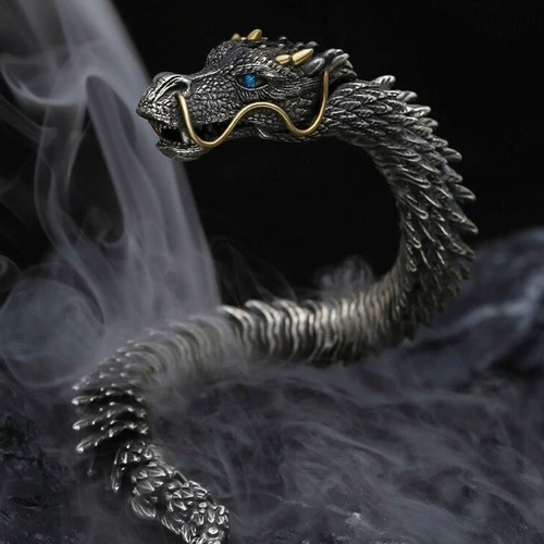 Bracelet Male Retro Domineering Trend Male Bracelet Keel Cold Wind Senior Sense Factory Big Black Dragon Snake