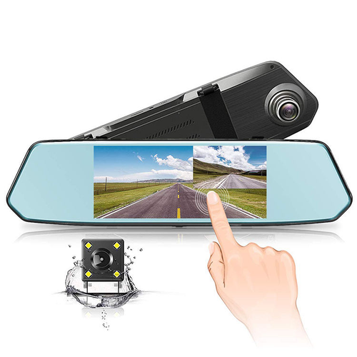 5.5 Inch 24H Mirror Recorder Full HD 1080P Car Dash Cam Dual Lens Video Recorder Driving Black Box Car DVR Reverse Image