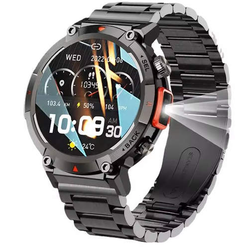 S100 Smart Watches Stylish Flashlight 1.45 Inch hd TFT Display 100+Sport Mode 300mA IP68 Waterproof Outdoor Sports Watch for Men