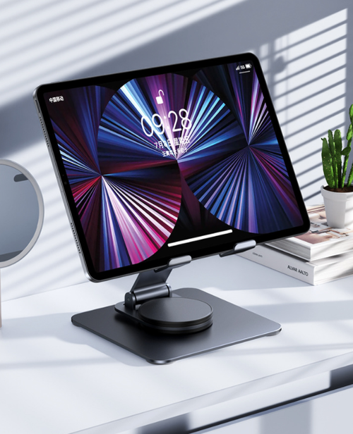 Desk Laptop Stand, Desktop 360 Degree Rotating Computer Foldable Support, Indoor Adjustable Table Riser Bracket for Laptop