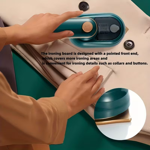 Compact Handheld Steam Iron with Rotatable Garment Feature