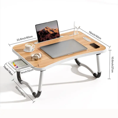 Movable Bedside Desk - Foldable Dormitory Table & No-Assembly Computer Desk