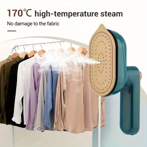Compact Handheld Steam Iron with Rotatable Garment Feature