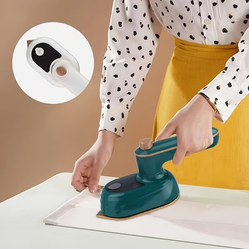 Compact Handheld Steam Iron with Rotatable Garment Feature