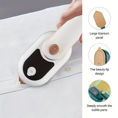 Compact Handheld Steam Iron with Rotatable Garment Feature
