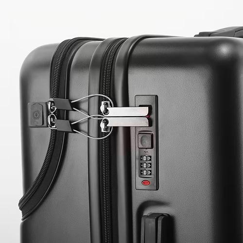 20-Inch Lightweight Carry-On Suitcase with Front Opening, Leather Finish & Combination Lock