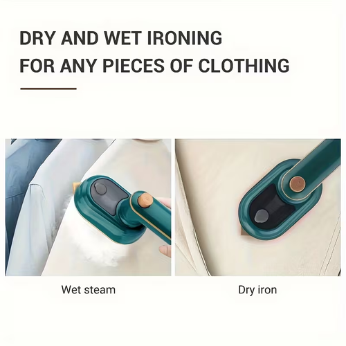 Compact Handheld Steam Iron with Rotatable Garment Feature