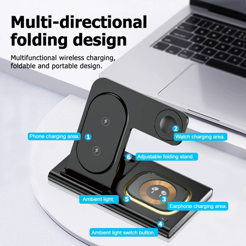 3-in-1 Wireless Charger, Supports Fast Charging & Multi-Functional Wireless Charging