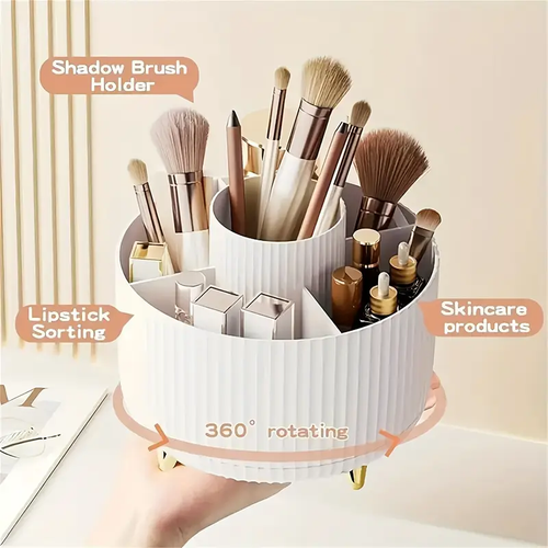 rotating desktop makeup brush organizer