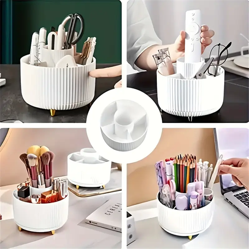 rotating desktop makeup brush organizer