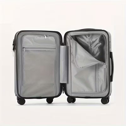 20-Inch Lightweight Carry-On Suitcase with Front Opening, Leather Finish & Combination Lock