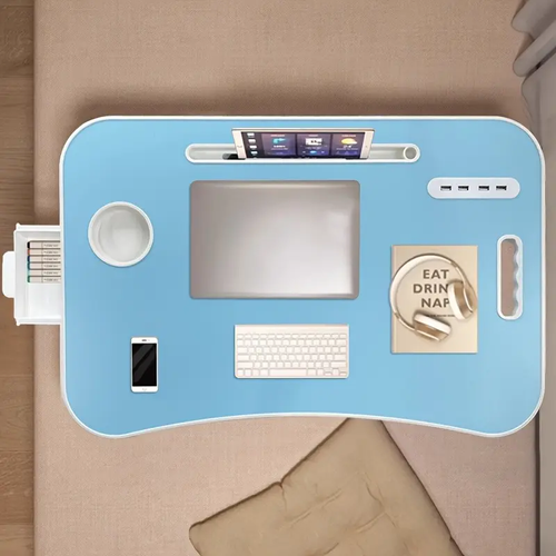 Movable Bedside Desk - Foldable Dormitory Table & No-Assembly Computer Desk