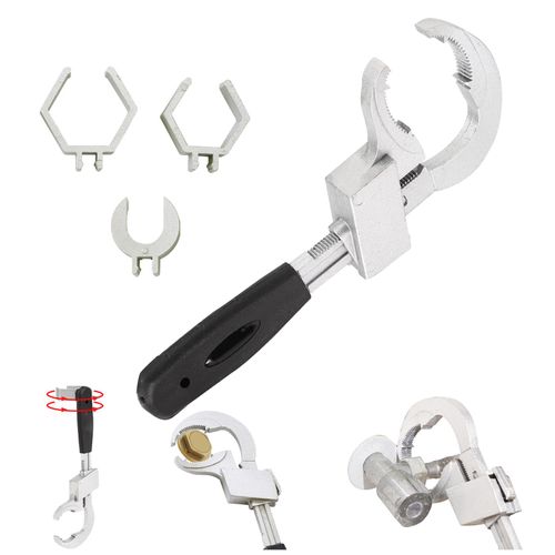 🔥Hot Seller🔥 COD！1set Multi-functional Wrenches Universal Large Open Faucet Wrench Bathroom Household Water Pipe Installation Tools,27 * 10cm (Red)