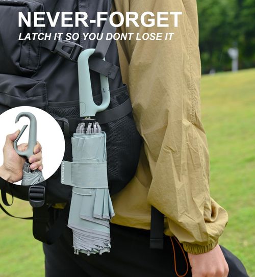 🔥HOT SALE🔥 COD！QWB TUMAAOTU Inverted Umbrella with Carabiner Handle, Compact Wind Proof Umbrellas For Rain and Sun Protection, Portable Reverse Folding Umbrella, Car Umbrella for Women Men, 10 Ribs