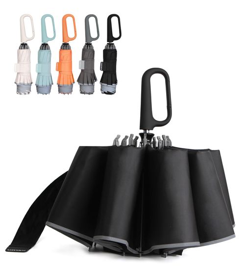 🔥HOT SALE🔥 COD！QWB TUMAAOTU Inverted Umbrella with Carabiner Handle, Compact Wind Proof Umbrellas For Rain and Sun Protection, Portable Reverse Folding Umbrella, Car Umbrella for Women Men, 10 Ribs